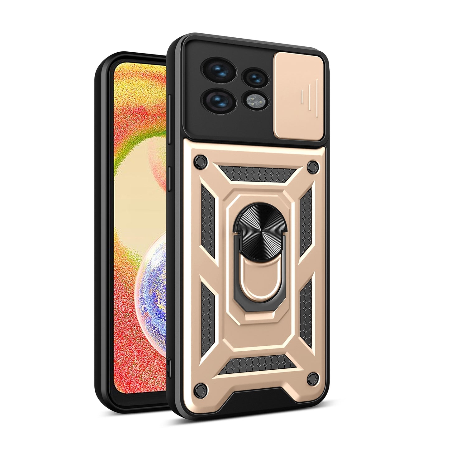 Motorola Edge 40 Pro Sliding Camera Cover Magnetic Ring Stand Shockproof TPU + PC Protective Phone Case