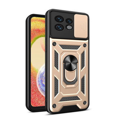Motorola Edge 40 Pro Sliding Camera Cover Magnetic Ring Stand Shockproof TPU + PC Protective Phone Case