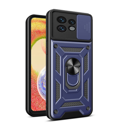 Motorola Edge 40 Pro Sliding Camera Cover Magnetic Ring Stand Shockproof TPU + PC Protective Phone Case
