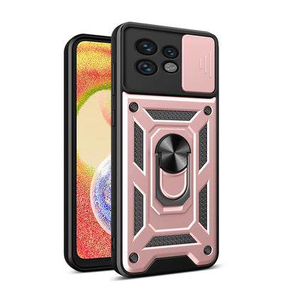 Motorola Edge 40 Pro Sliding Camera Cover Magnetic Ring Stand Shockproof TPU + PC Protective Phone Case
