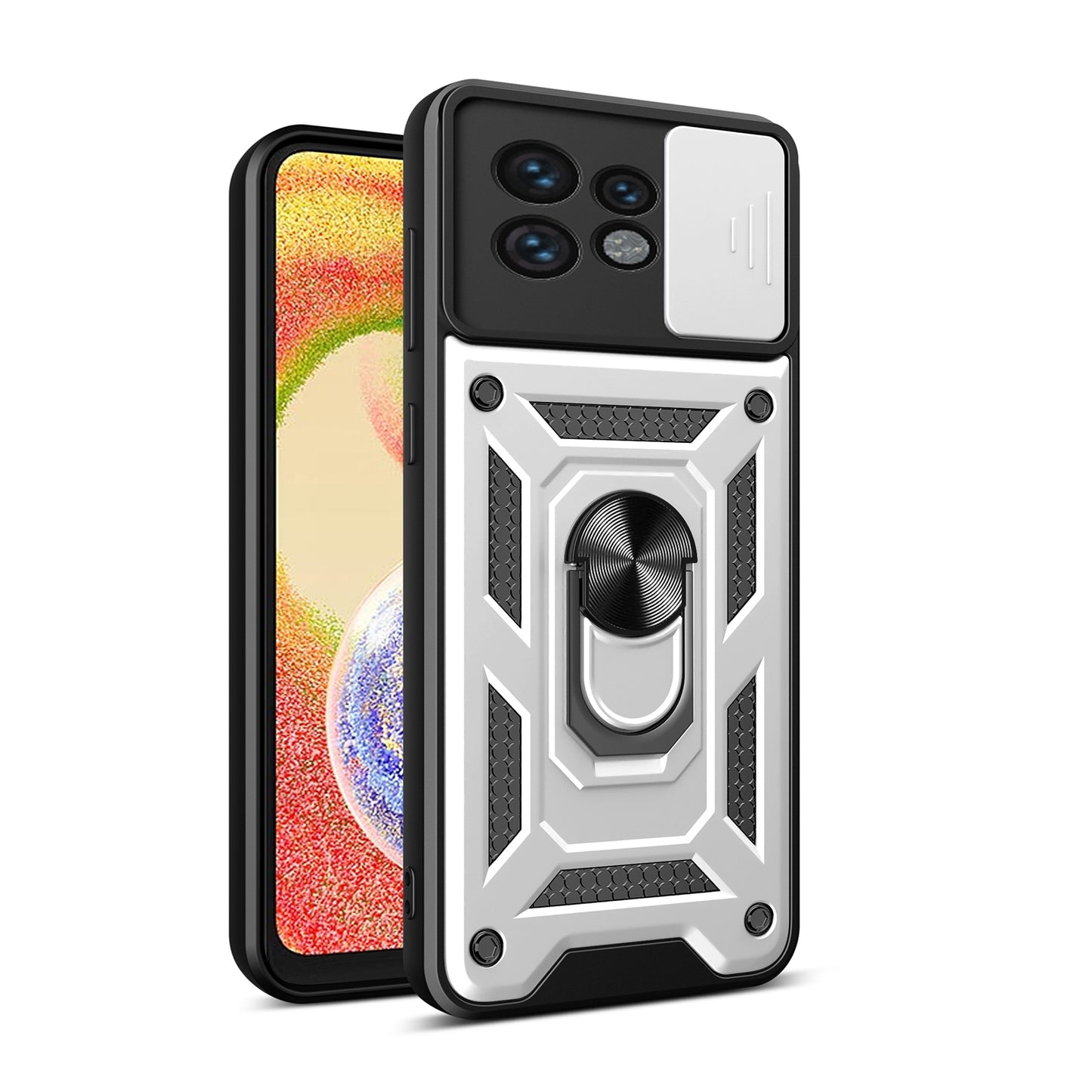 Motorola Edge 40 Pro Sliding Camera Cover Magnetic Ring Stand Shockproof TPU + PC Protective Phone Case