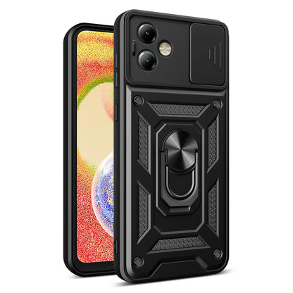 Motorola Moto G14 Sliding Camera Cover Magnetic Ring Stand Shockproof TPU + PC Protective Phone Case