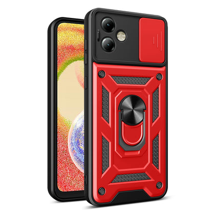 Motorola Moto G14 Sliding Camera Cover Magnetic Ring Stand Shockproof TPU + PC Protective Phone Case