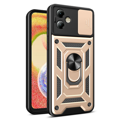 Motorola Moto G14 Sliding Camera Cover Magnetic Ring Stand Shockproof TPU + PC Protective Phone Case