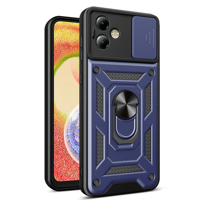 Motorola Moto G14 Sliding Camera Cover Magnetic Ring Stand Shockproof TPU + PC Protective Phone Case