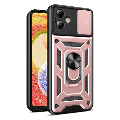 Motorola Moto G14 Sliding Camera Cover Magnetic Ring Stand Shockproof TPU + PC Protective Phone Case