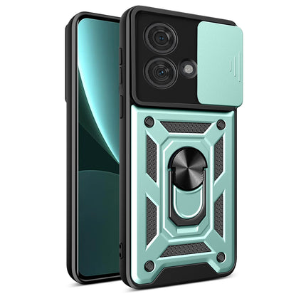 Motorola Edge 40 Neo 5G Sliding Camera Cover Magnetic Ring Stand Shockproof TPU + PC Protective Phone Case