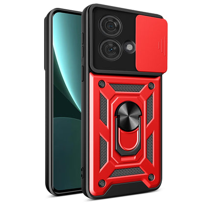 Motorola Edge 40 Neo 5G Sliding Camera Cover Magnetic Ring Stand Shockproof TPU + PC Protective Phone Case