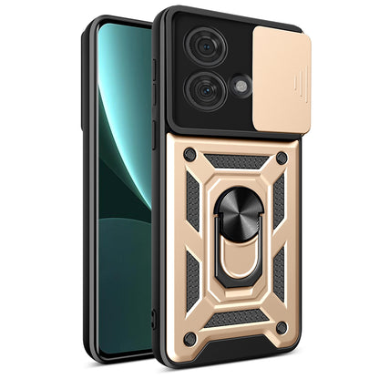 Motorola Edge 40 Neo 5G Sliding Camera Cover Magnetic Ring Stand Shockproof TPU + PC Protective Phone Case