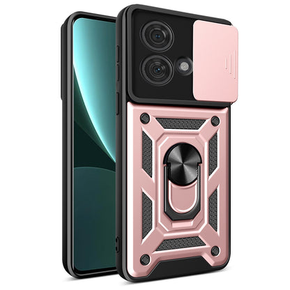 Motorola Edge 40 Neo 5G Sliding Camera Cover Magnetic Ring Stand Shockproof TPU + PC Protective Phone Case