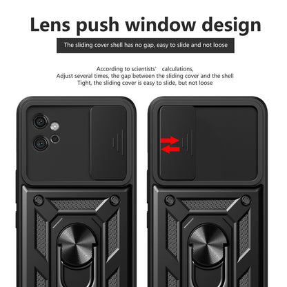 Motorola Moto G32 Sliding Camera Cover Magnetic Ring Stand Shockproof TPU + PC Protective Phone Case