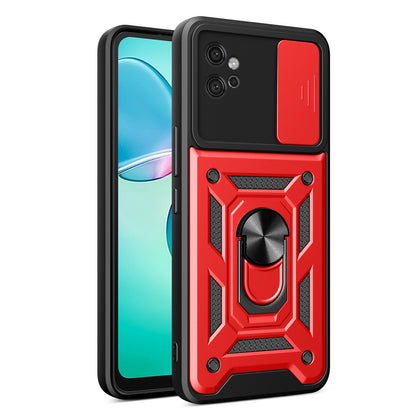 Motorola Moto G32 Sliding Camera Cover Magnetic Ring Stand Shockproof TPU + PC Protective Phone Case