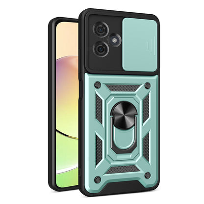 Motorola Moto G54 5G EU Sliding Camera Cover Magnetic Ring Stand Shockproof TPU + PC Protective Phone Case