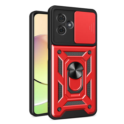 Motorola Moto G54 5G EU Sliding Camera Cover Magnetic Ring Stand Shockproof TPU + PC Protective Phone Case