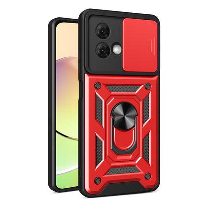 Motorola Moto G84 Sliding Camera Cover Magnetic Ring Stand Shockproof TPU + PC Protective Phone Case