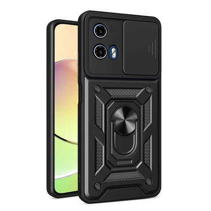 Motorola Moto G24 Sliding Camera Cover Magnetic Ring Stand Shockproof TPU + PC Protective Phone Case