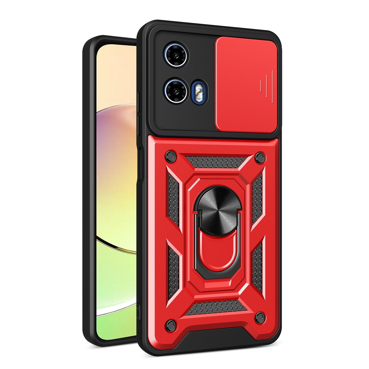 Motorola Moto G24 Sliding Camera Cover Magnetic Ring Stand Shockproof TPU + PC Protective Phone Case