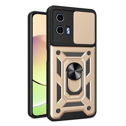 Motorola Moto G24 Sliding Camera Cover Magnetic Ring Stand Shockproof TPU + PC Protective Phone Case