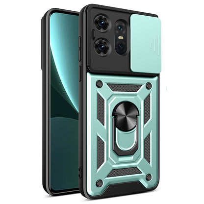 Motorola Edge 50 Pro Sliding Camera Cover Magnetic Ring Stand Shockproof TPU + PC Protective Phone Case