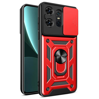 Motorola Edge 50 Pro Sliding Camera Cover Magnetic Ring Stand Shockproof TPU + PC Protective Phone Case