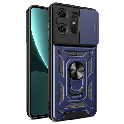 Motorola Edge 50 Pro Sliding Camera Cover Magnetic Ring Stand Shockproof TPU + PC Protective Phone Case
