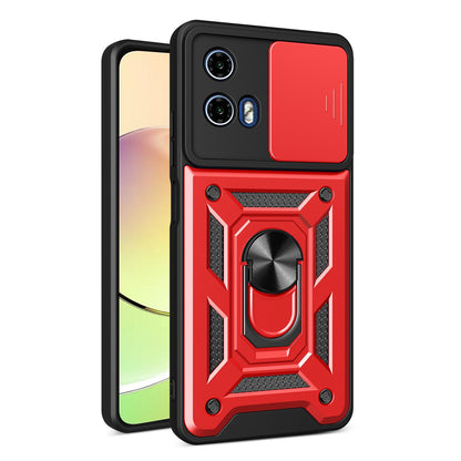 Motorola Moto G34 5G Sliding Camera Cover Magnetic Ring Stand Shockproof TPU + PC Protective Phone Case