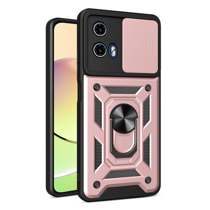 Motorola Moto G34 5G Sliding Camera Cover Magnetic Ring Stand Shockproof TPU + PC Protective Phone Case