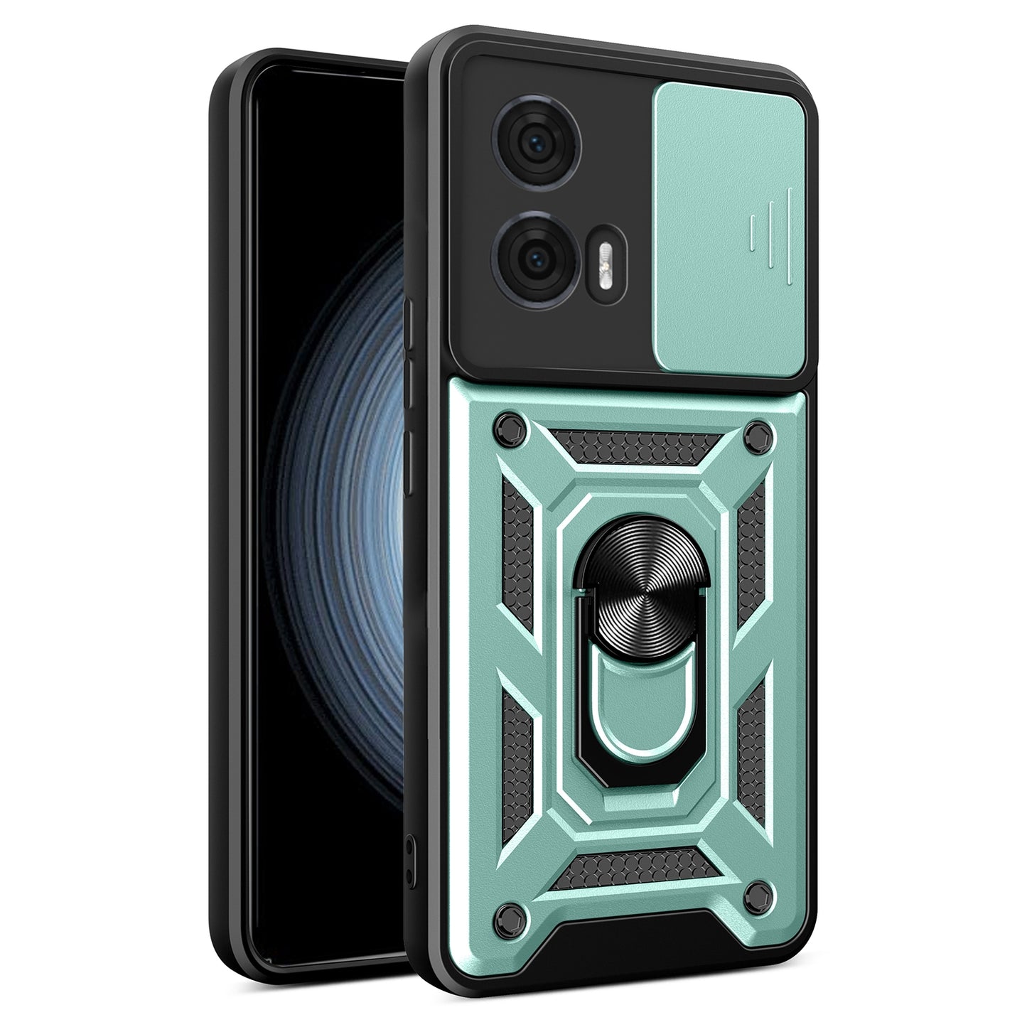 Motorola Edge 50 Fusion Sliding Camera Cover Magnetic Ring Stand Shockproof TPU + PC Protective Phone Case
