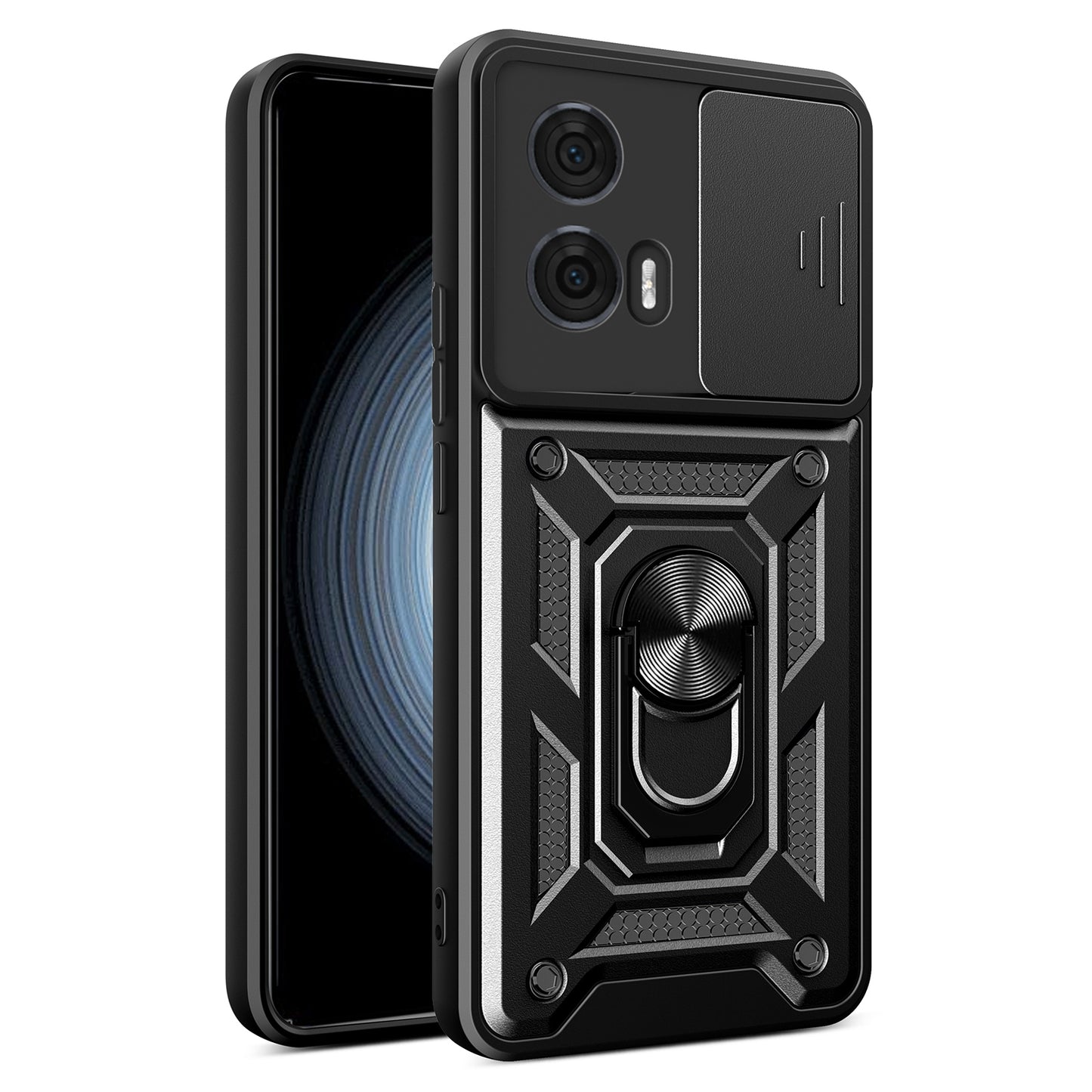 Motorola Edge 50 Fusion Sliding Camera Cover Magnetic Ring Stand Shockproof TPU + PC Protective Phone Case