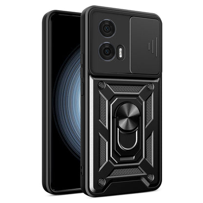 Motorola Edge 50 Fusion Sliding Camera Cover Magnetic Ring Stand Shockproof TPU + PC Protective Phone Case