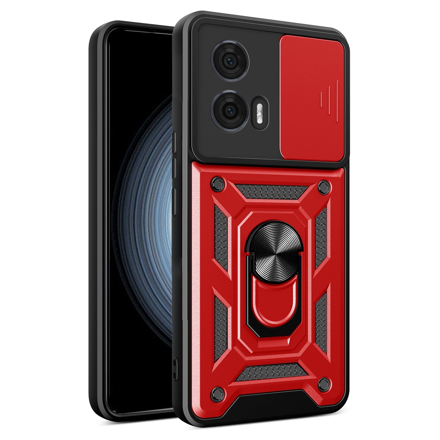 Motorola Edge 50 Fusion Sliding Camera Cover Magnetic Ring Stand Shockproof TPU + PC Protective Phone Case