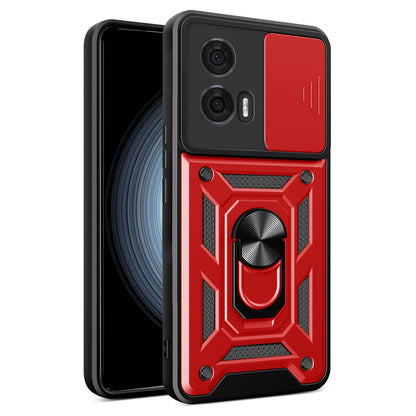 Motorola Edge 50 Fusion Sliding Camera Cover Magnetic Ring Stand Shockproof TPU + PC Protective Phone Case