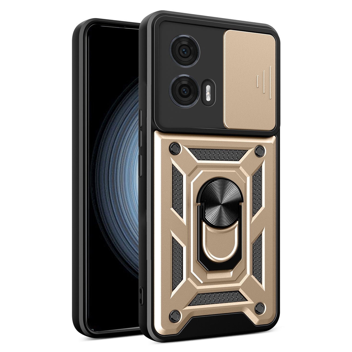 Motorola Edge 50 Fusion Sliding Camera Cover Magnetic Ring Stand Shockproof TPU + PC Protective Phone Case