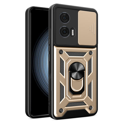 Motorola Edge 50 Fusion Sliding Camera Cover Magnetic Ring Stand Shockproof TPU + PC Protective Phone Case