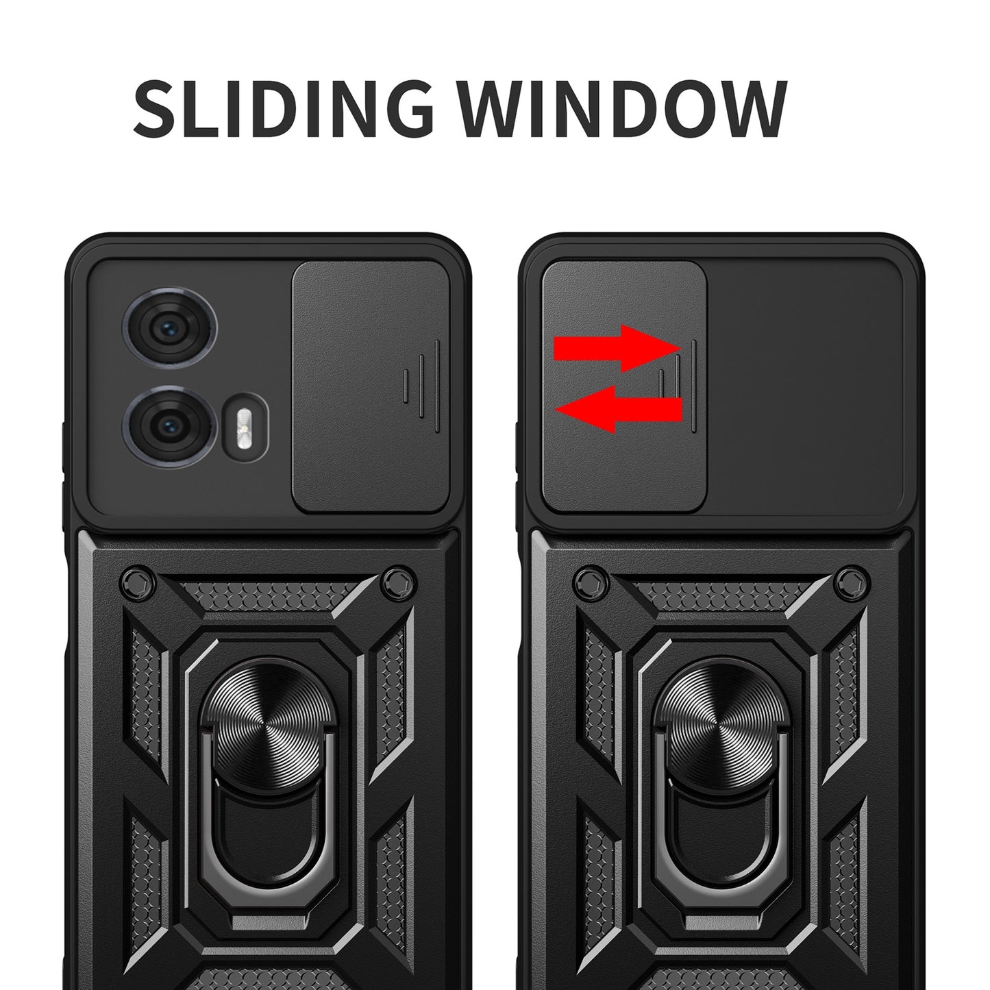 Motorola Edge 50 Fusion Sliding Camera Cover Magnetic Ring Stand Shockproof TPU + PC Protective Phone Case