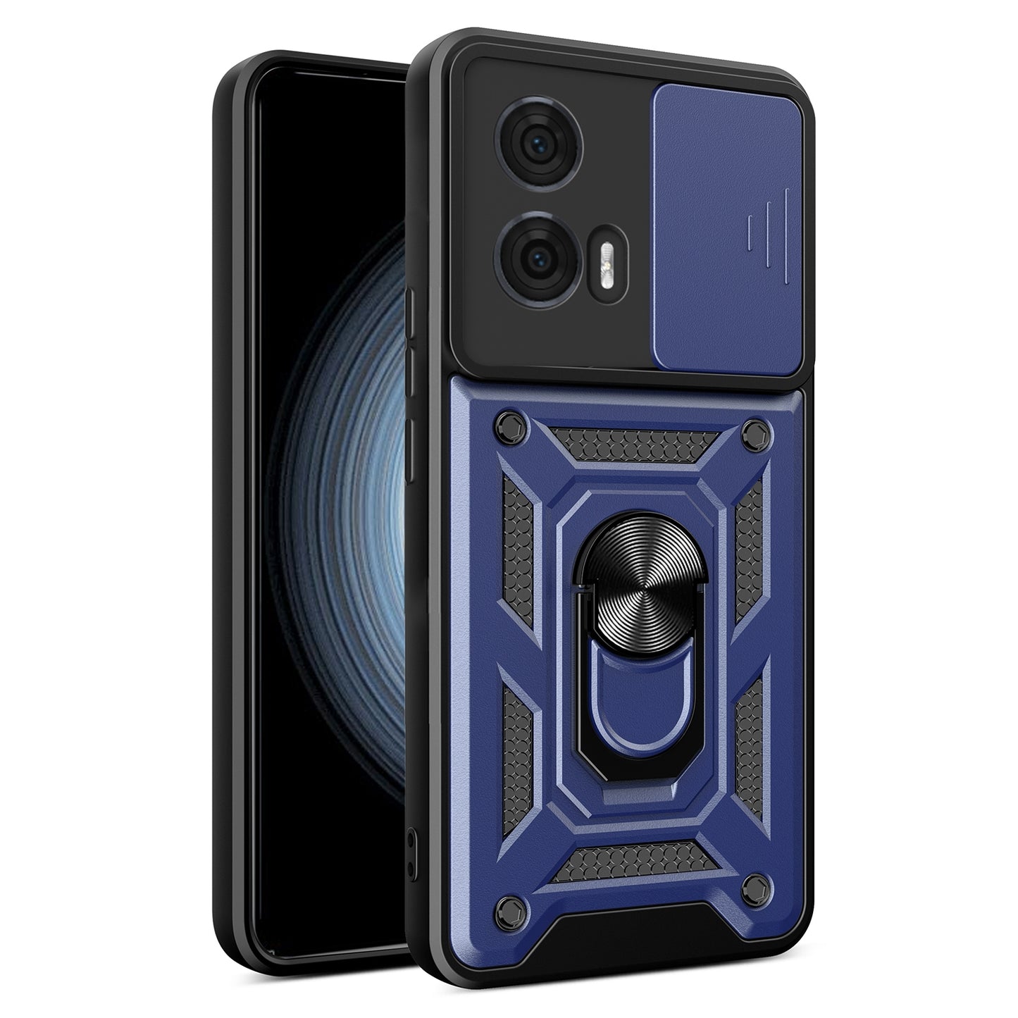 Motorola Edge 50 Fusion Sliding Camera Cover Magnetic Ring Stand Shockproof TPU + PC Protective Phone Case