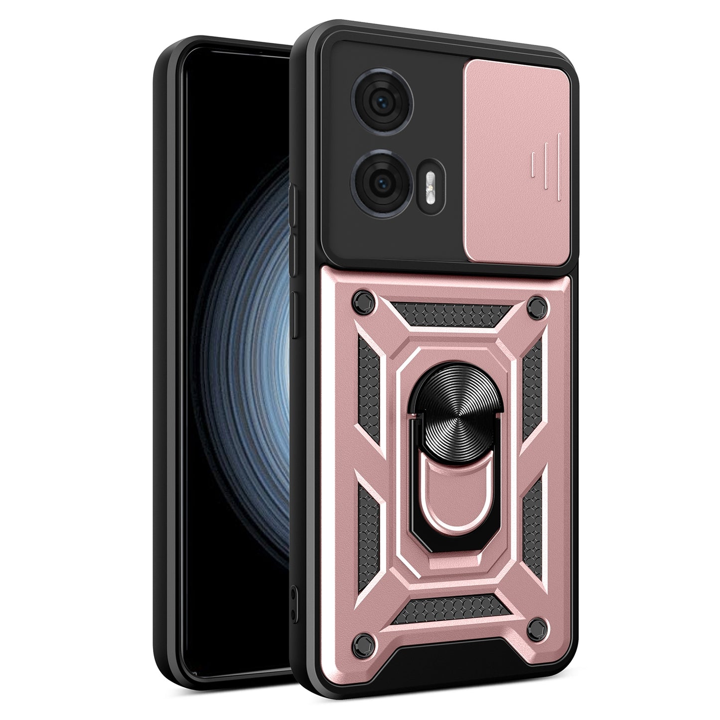 Motorola Edge 50 Fusion Sliding Camera Cover Magnetic Ring Stand Shockproof TPU + PC Protective Phone Case