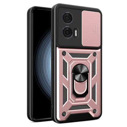 Motorola Edge 50 Fusion Sliding Camera Cover Magnetic Ring Stand Shockproof TPU + PC Protective Phone Case