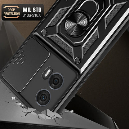 Motorola Edge 50 Fusion Sliding Camera Cover Magnetic Ring Stand Shockproof TPU + PC Protective Phone Case