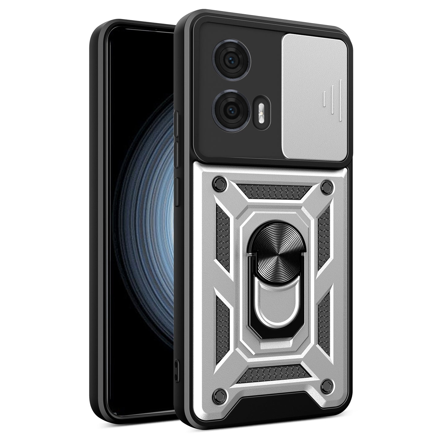 Motorola Edge 50 Fusion Sliding Camera Cover Magnetic Ring Stand Shockproof TPU + PC Protective Phone Case