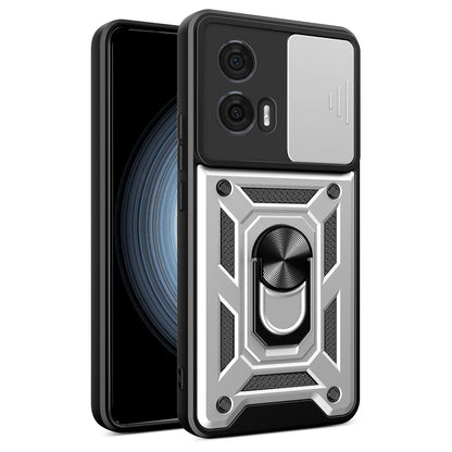 Motorola Edge 50 Fusion Sliding Camera Cover Magnetic Ring Stand Shockproof TPU + PC Protective Phone Case