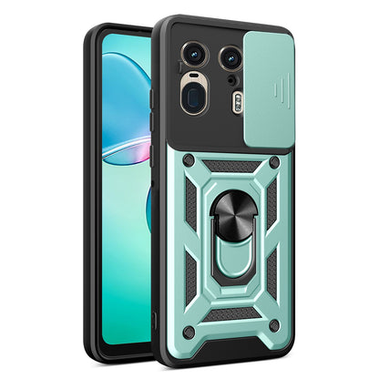 Motorola Edge 50 Ultra Sliding Camera Cover Magnetic Ring Stand Shockproof TPU + PC Protective Phone Case