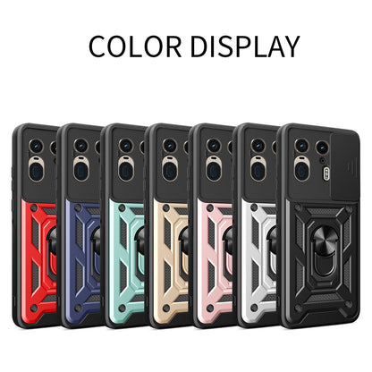 Motorola Edge 50 Ultra Sliding Camera Cover Magnetic Ring Stand Shockproof TPU + PC Protective Phone Case