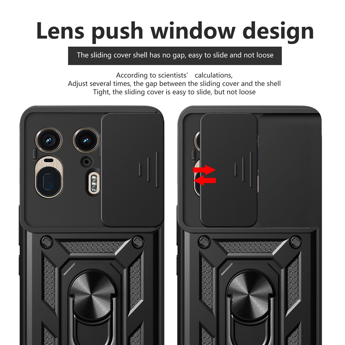 Motorola Edge 50 Ultra Sliding Camera Cover Magnetic Ring Stand Shockproof TPU + PC Protective Phone Case