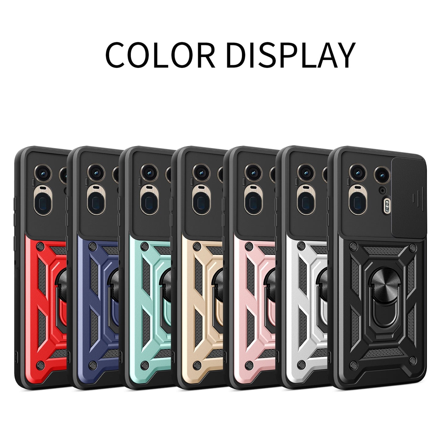 Motorola Edge 50 Ultra Sliding Camera Cover Magnetic Ring Stand Shockproof TPU + PC Protective Phone Case