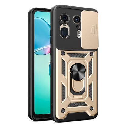 Motorola Edge 50 Ultra Sliding Camera Cover Magnetic Ring Stand Shockproof TPU + PC Protective Phone Case