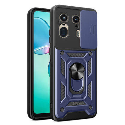 Motorola Edge 50 Ultra Sliding Camera Cover Magnetic Ring Stand Shockproof TPU + PC Protective Phone Case