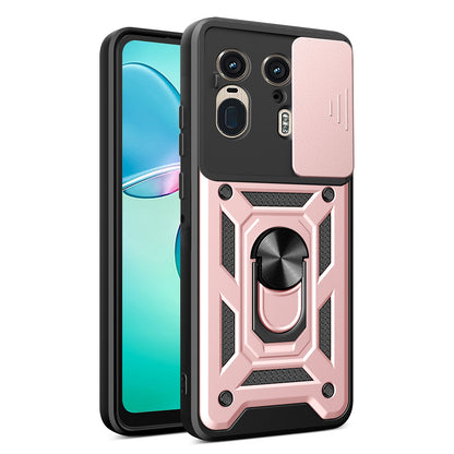 Motorola Edge 50 Ultra Sliding Camera Cover Magnetic Ring Stand Shockproof TPU + PC Protective Phone Case