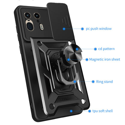Motorola Edge 50 Ultra Sliding Camera Cover Magnetic Ring Stand Shockproof TPU + PC Protective Phone Case