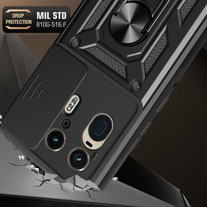 Motorola Edge 50 Ultra Sliding Camera Cover Magnetic Ring Stand Shockproof TPU + PC Protective Phone Case